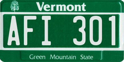 VT license plate AFI301
