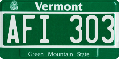 VT license plate AFI303