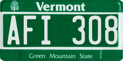 VT license plate AFI308