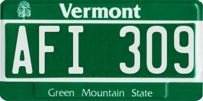 VT license plate AFI309