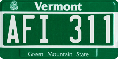 VT license plate AFI311