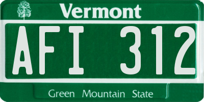 VT license plate AFI312