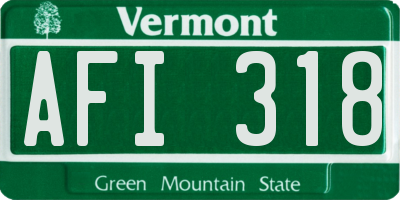 VT license plate AFI318