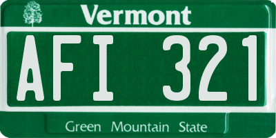 VT license plate AFI321