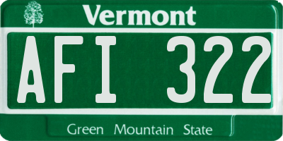 VT license plate AFI322