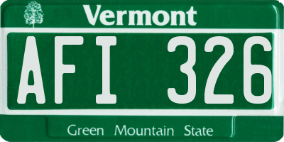 VT license plate AFI326