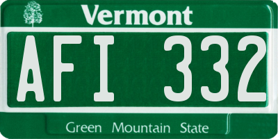 VT license plate AFI332