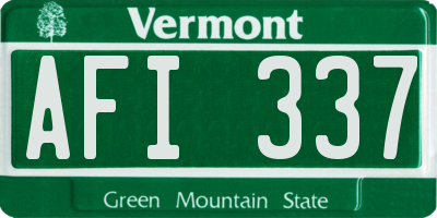 VT license plate AFI337