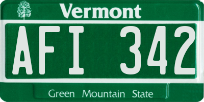 VT license plate AFI342