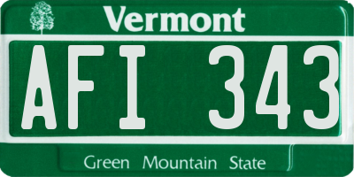 VT license plate AFI343