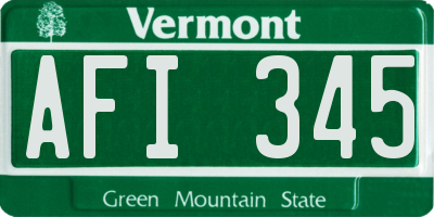VT license plate AFI345