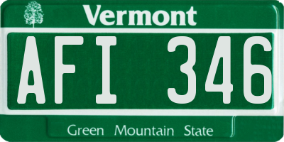 VT license plate AFI346