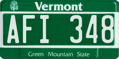 VT license plate AFI348
