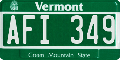 VT license plate AFI349
