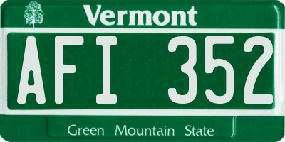 VT license plate AFI352