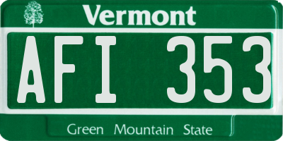 VT license plate AFI353