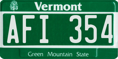 VT license plate AFI354