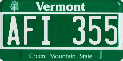 VT license plate AFI355