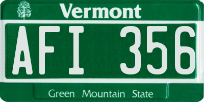 VT license plate AFI356