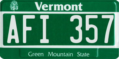 VT license plate AFI357