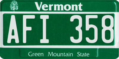 VT license plate AFI358