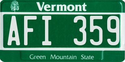 VT license plate AFI359