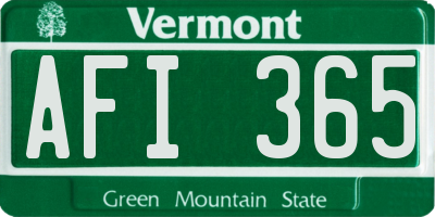 VT license plate AFI365