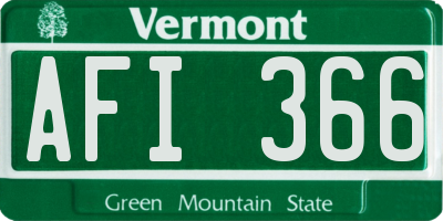 VT license plate AFI366