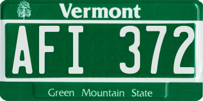VT license plate AFI372