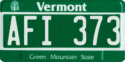 VT license plate AFI373