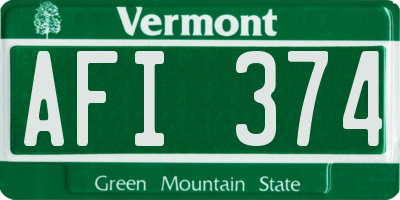 VT license plate AFI374