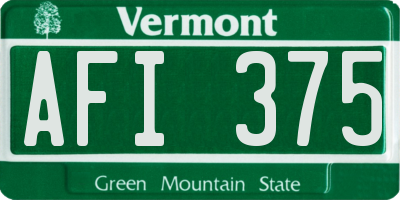 VT license plate AFI375