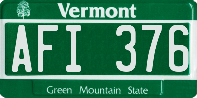 VT license plate AFI376