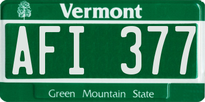VT license plate AFI377