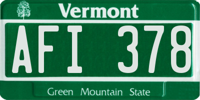 VT license plate AFI378