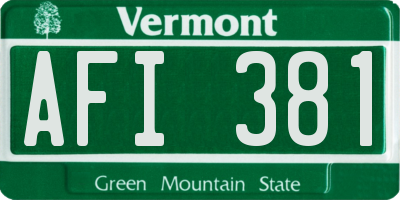 VT license plate AFI381