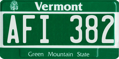 VT license plate AFI382