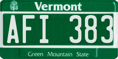 VT license plate AFI383