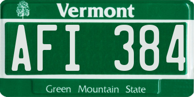 VT license plate AFI384