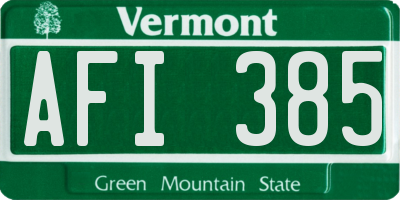 VT license plate AFI385