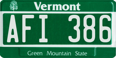 VT license plate AFI386