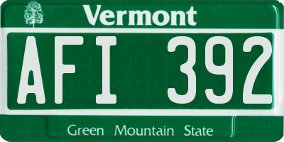 VT license plate AFI392