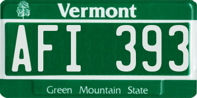 VT license plate AFI393
