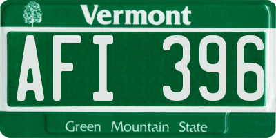 VT license plate AFI396