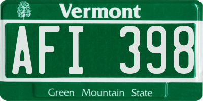 VT license plate AFI398