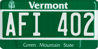 VT license plate AFI402