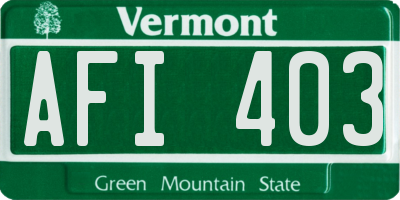 VT license plate AFI403