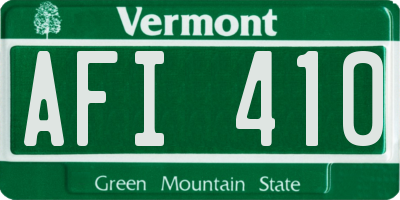 VT license plate AFI410