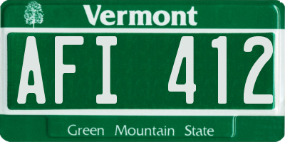 VT license plate AFI412