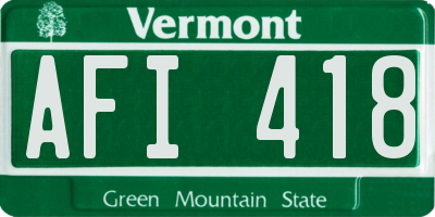 VT license plate AFI418